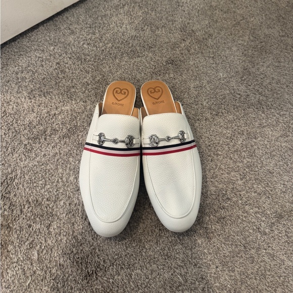 G/FORE White Leather Mule Loafers w/ Chain Detail Size 9 - Picture 4 of 14